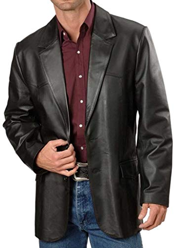 Men's Leather Blazer Two Button Genuine Lambskin Blazer Coat TB005