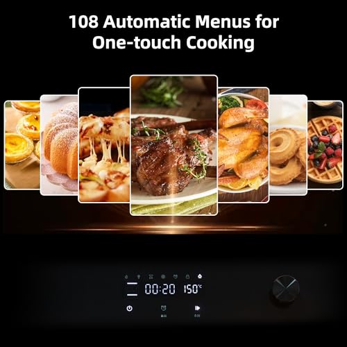 24" Built-in Electric Wall Oven, 2.5Cu.ft Capacity 3000W 240V Single Wall Oven for Kitchen Restaurant, 8 Cooking Functions &108 Automatic Recipes, Touch Control, Black