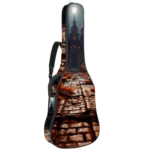 Housse de guitare Halloween citrouille acoustique, basse et électrique avec poches