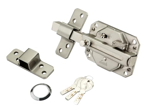 Image of Link Sparta 6 Turn Door Lock - Brass Cylinder with 3 Hi-Tech Keys, Main Door Lock, Double Door Compatibility (Stainless Steel)