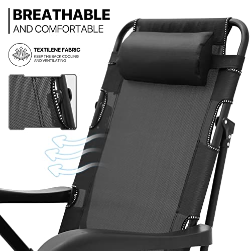 Monibloom Patio Lounge Chair Outdoor Reclining Portable Folding Chair Lawn 3 In 1 Lounge Chair With Additional Support Bar And Adjustable Headrest For Poolside Backyard Beach, 330Lbs Capacity #TOP7