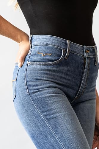 Kimes Ranch Women's Jennifer Casual Durable Western Ultra-High Rise & Wide Flare Leg Denim Black Jeans4