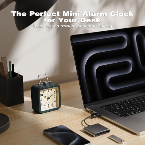 Image of AYRELY Small Metal Alarm Clock, Desk and Table Clock for Travel