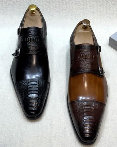 Santimon Men’s Casual Shoes Double Monk Strap Loafers – Leather Dress Mocasines for Business, Wedding & Formal Events4