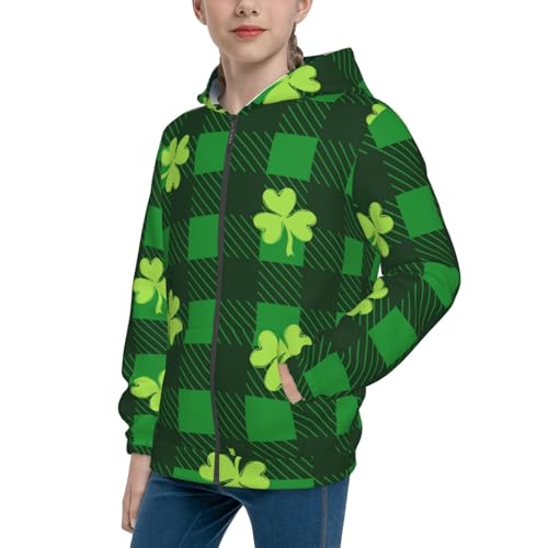 Happy St. Patrick's Day5 Kid Hoodies Boys Zip Up Sweatshirts Girls Pullover with Pocket