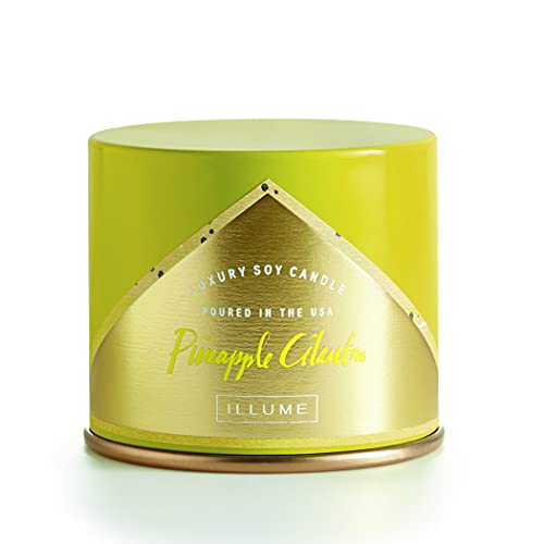 ILLUME Pineapple Cilantro Soy Candle, Vanity Tin, Yellow, 11.8 oz.