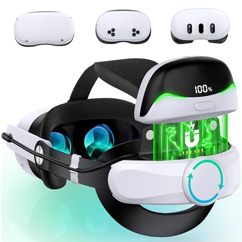 DXKK Head Straps for Meta Quest 3/Quest 3s/Quest 2 with Magnetic Battery- Balanced & Extend 3H Time, Adjustment Dials Enhanced Comfort VR Gaming Consoles