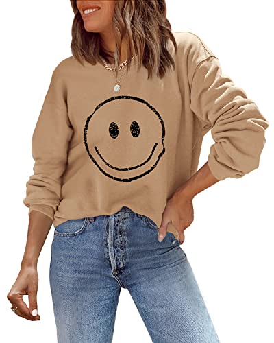 ReachMe Womens Smile Face Sweatshirt Cute Trendy...