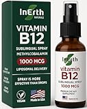 InErth Liposomal Vitamin B12 Liquid Drops - 1000 mcg Maximum Absorption Sublingual Methylcobalamin for Energy, Metabolism, Nervous System Immune Support - Vegan VIT B12 Complex Supplement 1 Fl Oz (1)