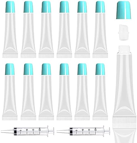 AMORIX 50PCS Empty 15ml Blue Cap Lip Gloss Tubes for Lipgloss Base