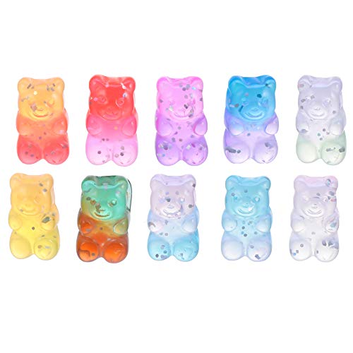 Pingente de urso colorido Valicclud com 50 peças, pingente de resina plano para artesanato faça você
