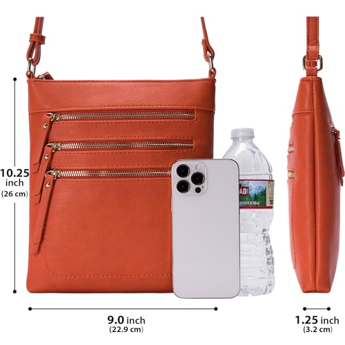 Image of Solene Crossbody Bag Functional Multi Pocket Messenger Purse Top Zip Closure Shoulder Handbag With Adjustable Strap