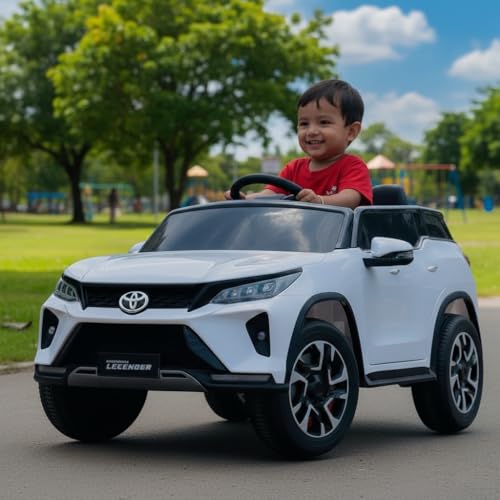 Image of Kids Officially Licensed Toyota Legender | Toyota Innova Crysta 12V Electric Ride On Car for Kids with Remote Control, Music and Light1-6 Yrs Car Battery Operated Ride On (White)