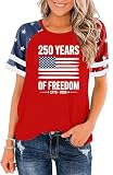 CAZYCHILD 250 Anniversary USA Shirt Women 4th of July Shirts Womens Americas 250th Birthday Tshirt Independence Day Tee