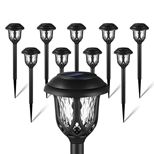 EXCMARK 10 Pack Solar Lights Outdoor Decorative, Solar Pathway Lights Outdoor, Solar Powered Garden...