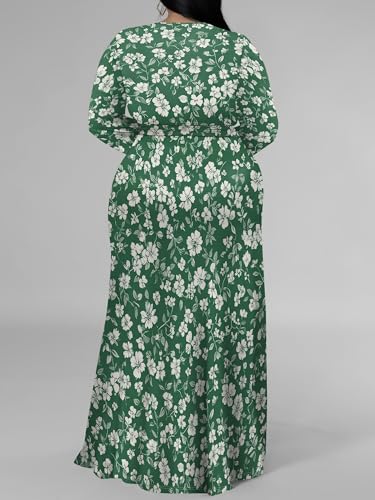 Image of PinkPatty Women's Plus Size Long Sleeve Maxi Dress Casual V Neck Slit Tie Waist Wrap Dresses for Party Cocktail