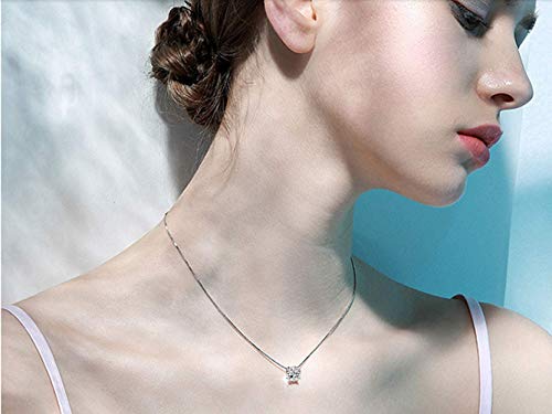 Praymos 925 Sterling Silver 2 Carat Cubic Zirconia Necklace For Women Gifts Solitaire Necklace Dainty #TOP2