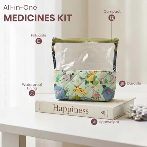 Image of Clear Zip Organizer | Multipurpose All-in-One Compact, Foldable, Durable, Lightweight, Waterproof, Bag | Travel Friendly Pouch | Ideal for Stationary & Small Accessory (Jungle Print)