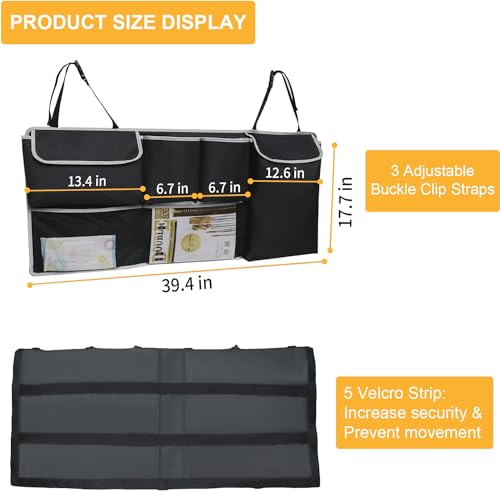 UYYE Trunk Hanging Organizer, Backseat Bag, Car Interior Accessories with 4 Pockets & 2 Mesh Pouches for Groceries, Will Provide More Storage Trunk Space for SUV, Jeep, MPVs
