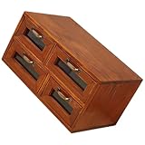 Mipcase Scatola Portaoggetti in Legno con 4 Cassetti Organizer da Scrivania Rustico Doppio Strato Organizer per Ufficio Compatto per Camera Soggiorno e Studio Protezione Gioielli e