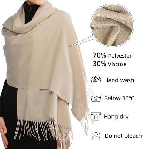 image for RIIQIICHY Scarfs for Women Winter Beige Pashmina Shawls and Wraps for 
