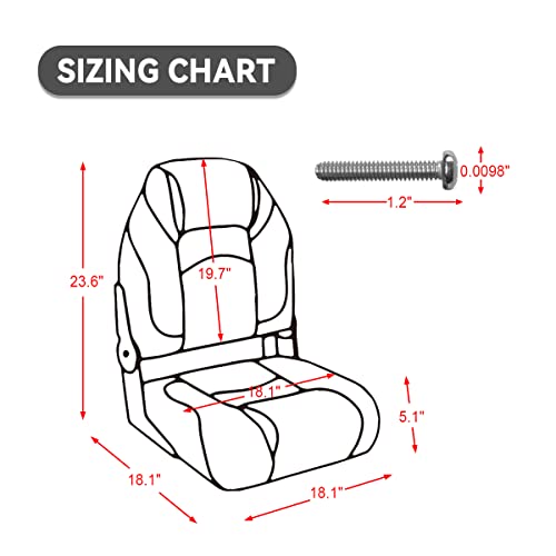 Aseakey Boat Seat, Deluxe High/ Low Back Folding Pontoon Boat Seat, Stainless Steel Screws Included, Marine Fishing Captain Classic Seat(Black&Red) #TOP5