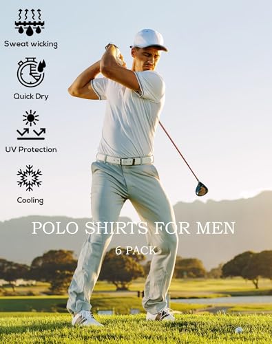 OYGSieg 6 Pack Mens Polo Shirts Performance Short Sleeve Golf Shirt Moisture Wicking Athletic Casual Collared T-Shirt4