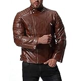 Männer Slim Fit Vintage-PU-Lederjacke, Anzüge für Winter und kalten Herbst