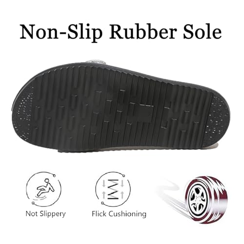 Women's Platform Rhinestone Glitter Slide Sandals Cute bling Slip On Soft Foam insole Round Open Toe Comfort summer Walking beach slippers4