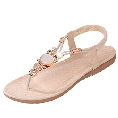 Sandalias de Verano para Mujer,Sonnena Rhinestone búho Dulce Romanas Sandalias Clip Toe Sandalias Zapatos de Playa Estilo fácil Pero no Simple para Mujer y Chicas Joven