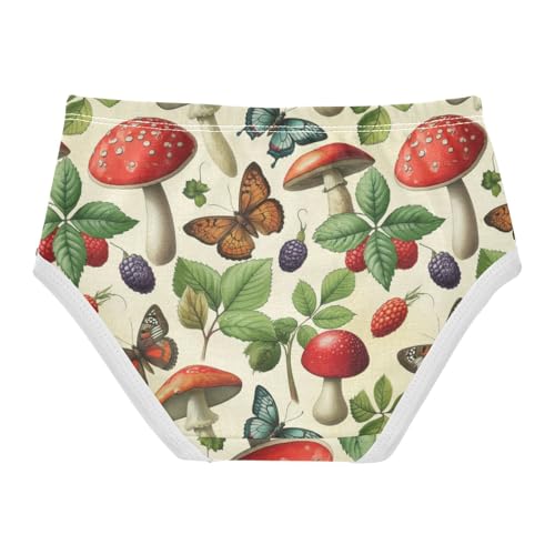 Joisal Girls Underwear Toddler 2t Cotton Panties Little Girl Bright Briefs Girls Undies Vintage Mushrooms Leaves Butterfly2