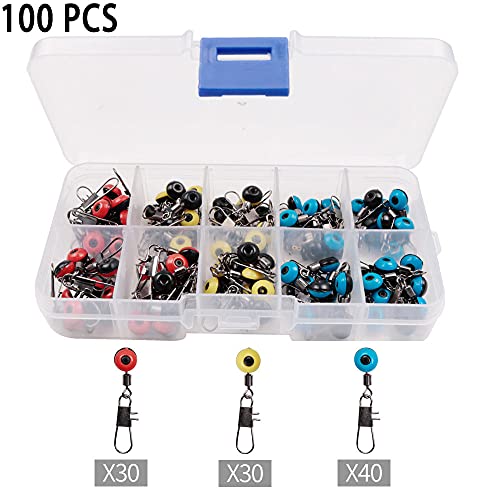 100 Stück Angeln Drehgelenk Snap, Angeln Barrel Wirbel, Angeln Wibel Kit, Edelstahl Lure Stecker, Snaps Angeln Set… – Bild 3