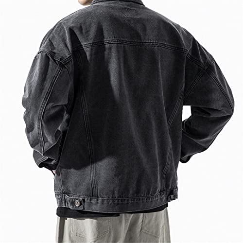 Spring And Autumn Men's Denim Jacket Casual Solid Color Lapel Single Breasted Denim Jacket Men's Jacket4
