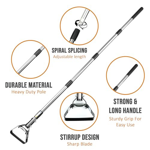 Long-Handled Hoe | Adjustable Head Stirrup Hoe Weeder | Heavy-Duty Garden Tools for Weeding, Cultivator & Soil Loosening | Flexible & Durable Metal Handle Weeding Rake for Gardening Tool - Image 2