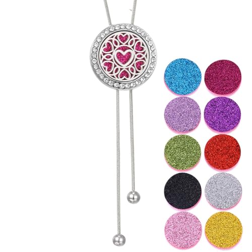 RIXERKOC Collier diffuseur d'huile essentielle pour femme, pendentif d'aromathérapie réglable en acier inoxydable avec 10 tampons en feutre, bijou d'huile...