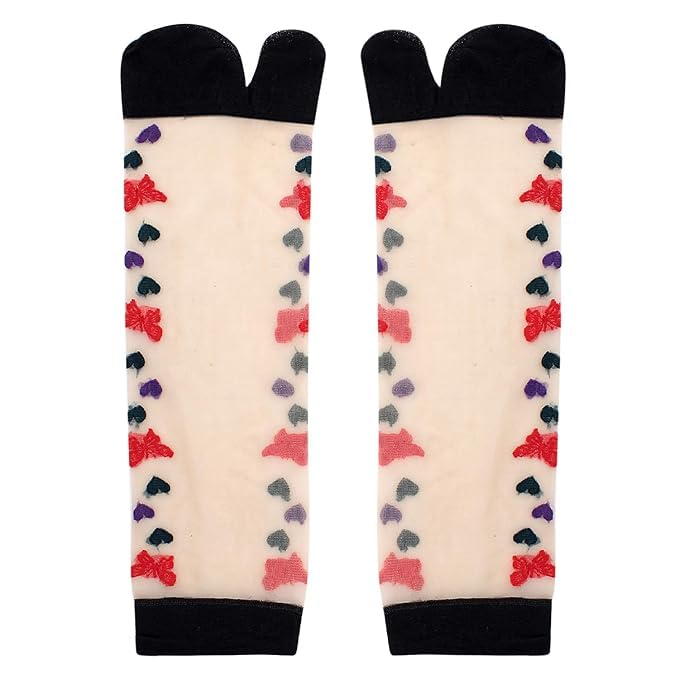 SUPER MARCHE Multicolor Nylon Ankle Length Socks with Thumb Detail Women's Pack of 3, Comfortable, Stylish Footwear Essentials.