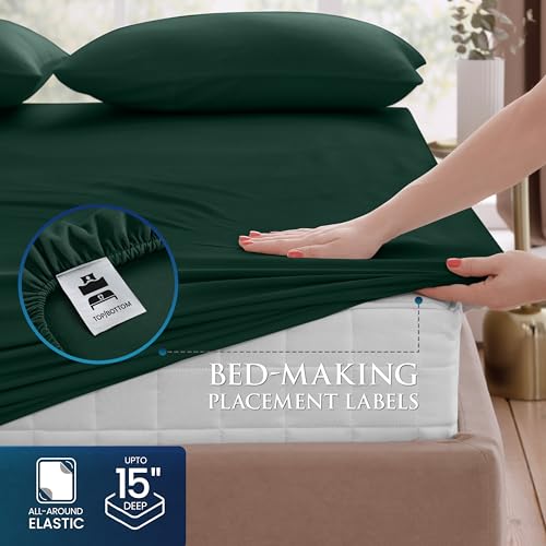 Image of Utopia Bedding Queen Sheet Set, Soft Microfiber 4 Piece Bed Sheets with 15 inch Deep Pocket - Easy Care Brushed Microfiber (Queen, Emerald)