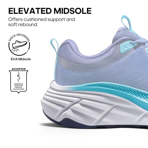 NORTIV 8 Women's Walking Shoes Cushion Comfortable ActiveBreeze Running Tennis Shoes Non-Slip Workout Gym Sports Athletic Breathable Fashion Sneakers,Size 8,Blue,SNWS248W