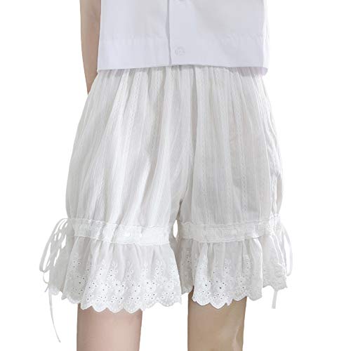 Eukkisペチコート かぼちゃパンツ レディース ドロワーズ-【チラ見えしても気になりません安心感】35CM3分丈 透け防止 静電気防止 吸汗通気性 レディース ペチパンツ 可愛いショートパンツ