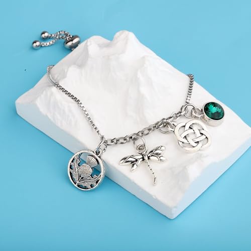 FUSTMW Scotland Thistle Gifts Bracelet Dragonfly Bracelet Thistle Flower Gift Scottish Dragonfly Gifts Scottish Jewelry4