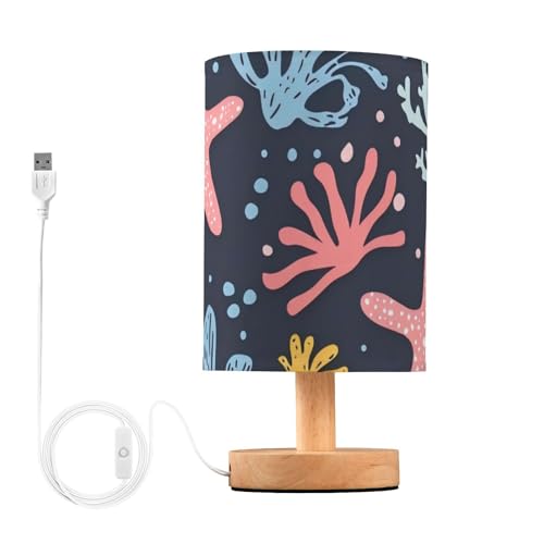 Lámpara pequeña de estrella de mar roja con enchufe para lámparas de cocina para espacios pequeños con puerto USB para sala de estar