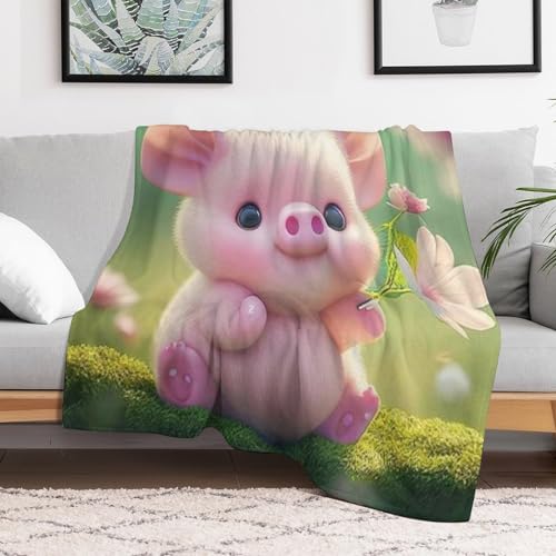 Couverture polaire cochon mignon fini les frissons plaid flannel chaud doux