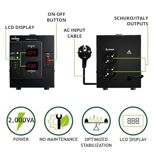 Tecnoware Power Reg 2000VA regolatore di tensione 230 V 2 presa(e) AC Nero - 2