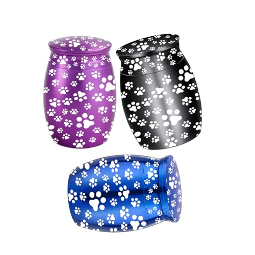 Tarro conmemorativo para cenizas de cremación para perros, pequeño recuerdo de mascotas, recuerdos, patas, gatos, urnas para pérdida de mascotas, 3 unidades