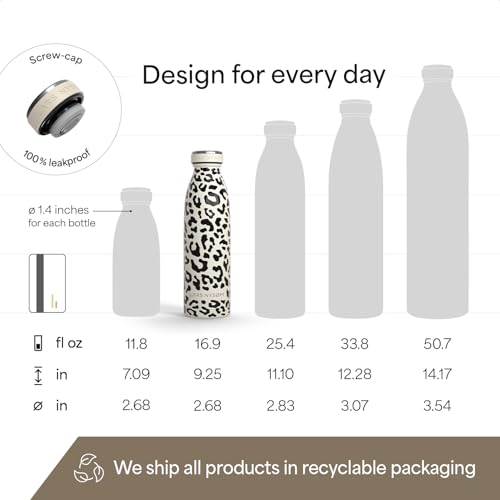 Image of LARS NYSOM Stainless Steel Insulated Water Bottle 12oz 17oz 25oz 34oz 51oz | Insulated Thermo Flask for Hot and Cold Beverages | Leakproof Drinking Bottle (Beige, 17oz)