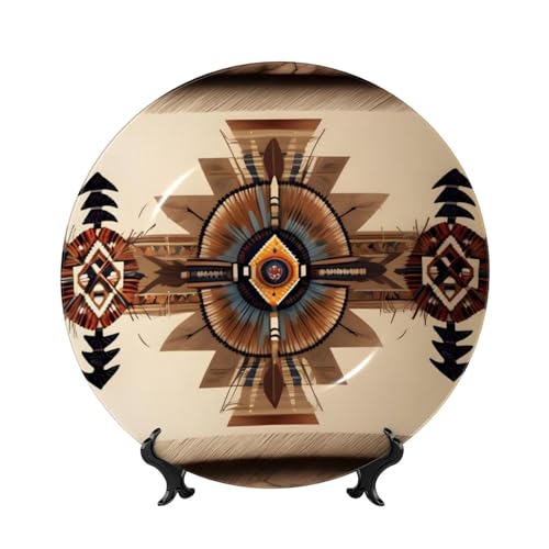 PHAYAH Native American Painting Bone Porcelain Decorative Plate Durable Smooth And Perfect Decoration For Home, Office And Coffee Shop 6in