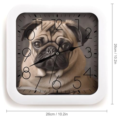 Horloge murale carrée carlin silencieuse petite taille pour salon