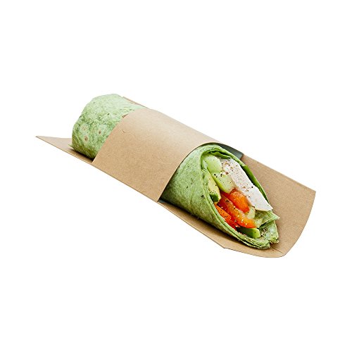 Restaurantware 9 X 2 Inch Disposable Wrap Plates, 200 Recyclable Sandwich Wrap Displays - Built-In Band, Serve Snack, Appetizer, Entree, Or Dessert Wraps, Kraft Paper Sandwich Sleeves #TOP4