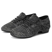 Tanzschuhe Damen Latein Bequeme Moderne Jazztanzschuhe mit Schnürung Schuhe Geschlossen Bachata Tango Trainerschuhe Atmungsaktiv Schlupfschuhe Leichtgewichts Slip On Flache Freizeitschuhe – Ansicht 2