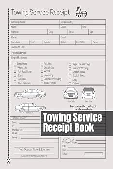 Paperback Towing Service Receipt Book: 50+ Work Orders and Invoices For Towing and Transport Services Book